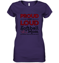 Load image into Gallery viewer, Proud And Loud Softball Mom Women&#39;s V-Neck T-Shirt
