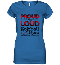 Load image into Gallery viewer, Proud And Loud Softball Mom Women&#39;s V-Neck T-Shirt
