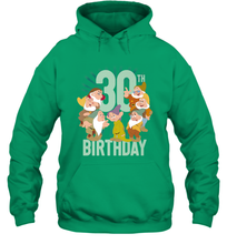 Load image into Gallery viewer, Disney Snow White Dwarfs Group Shot 30th Birthday Hooded Sweatshirt
