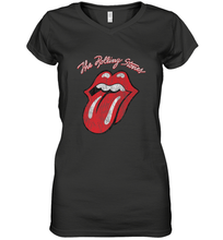 Load image into Gallery viewer, Mens The Rolling Stones Script Tongue Logo Women's V-Neck T-Shirt
