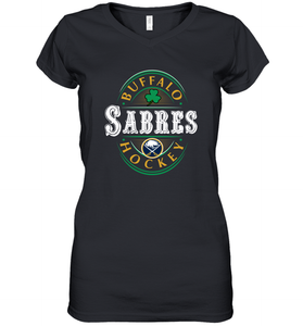 Buffalo Sabres Fanatics Branded Black St. Patrick's Day Forever Lucky 01 Women's V-Neck T-Shirt