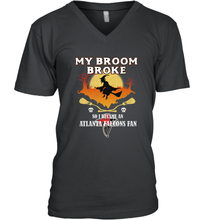 Load image into Gallery viewer, Broom Broke So I Became An Atlanta Falcons Fan  NFL Halloween Costume Men&#39;s V-Neck
