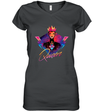 Load image into Gallery viewer, Disney Villains Evil Queen Neon 90s Rock Band Women's V-Neck T-Shirt
