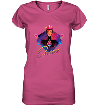 Load image into Gallery viewer, Disney Villains Evil Queen Neon 90s Rock Band Women's V-Neck T-Shirt
