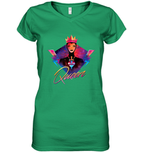 Load image into Gallery viewer, Disney Villains Evil Queen Neon 90s Rock Band Women's V-Neck T-Shirt
