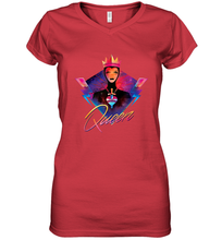 Load image into Gallery viewer, Disney Villains Evil Queen Neon 90s Rock Band Women's V-Neck T-Shirt
