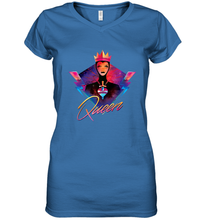 Load image into Gallery viewer, Disney Villains Evil Queen Neon 90s Rock Band Women's V-Neck T-Shirt
