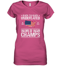 Load image into Gallery viewer, Back To Back Undefeated World War Champs Gift Women&#39;s V-Neck T-Shirt
