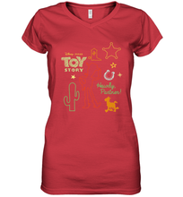 Load image into Gallery viewer, Disney Pixar Toy Story Howdy Partner Woody Shapes Women&#39;s V-Neck T-Shirt
