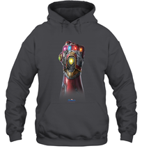 Load image into Gallery viewer, Marvel Avengers Endgame Infinity Stone Gauntlet Color Logo Hooded Sweatshirt
