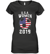 Load image into Gallery viewer, USA United States Women 2019 Soccer US Futbol Women's V-Neck T-Shirt
