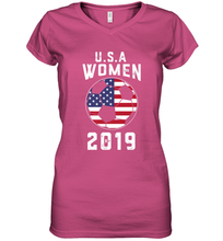 Load image into Gallery viewer, USA United States Women 2019 Soccer US Futbol Women's V-Neck T-Shirt
