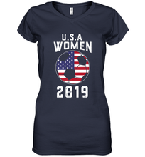 Load image into Gallery viewer, USA United States Women 2019 Soccer US Futbol Women's V-Neck T-Shirt
