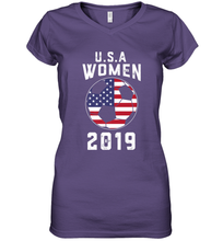 Load image into Gallery viewer, USA United States Women 2019 Soccer US Futbol Women's V-Neck T-Shirt
