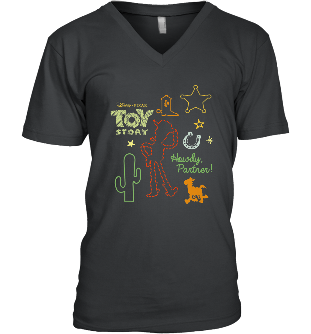 Disney Pixar Toy Story Howdy Partner Woody Shapes Men's V-Neck